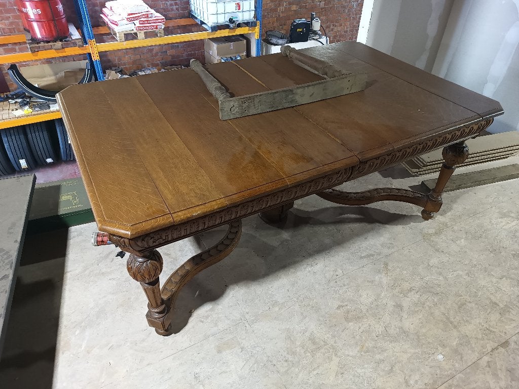 Antiek tafel eettafel uitschuifbaar, Ophalen