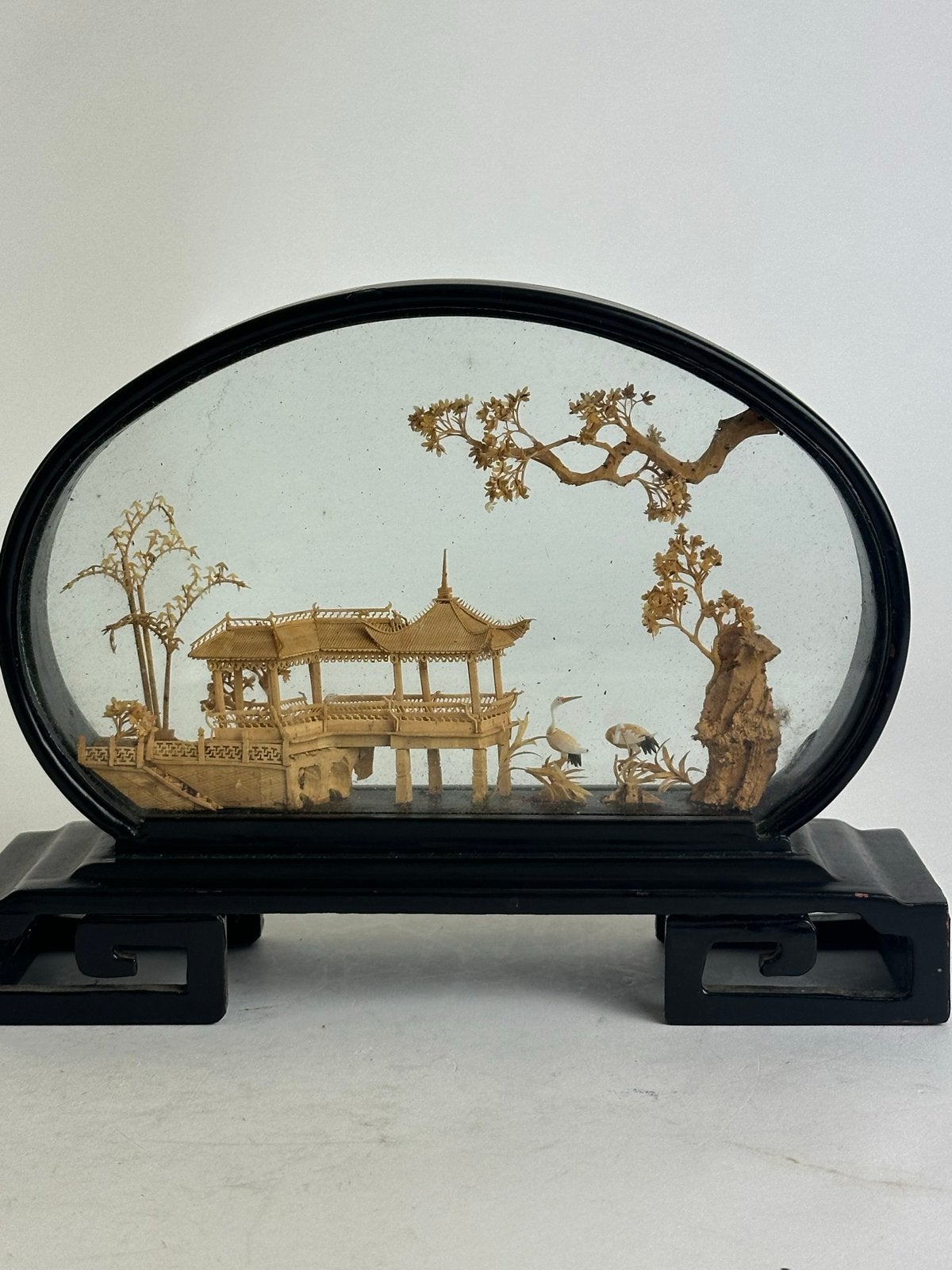 Antiek Chinees Diorama in Houten Lijst - 20cm, Ophalen of Verzenden