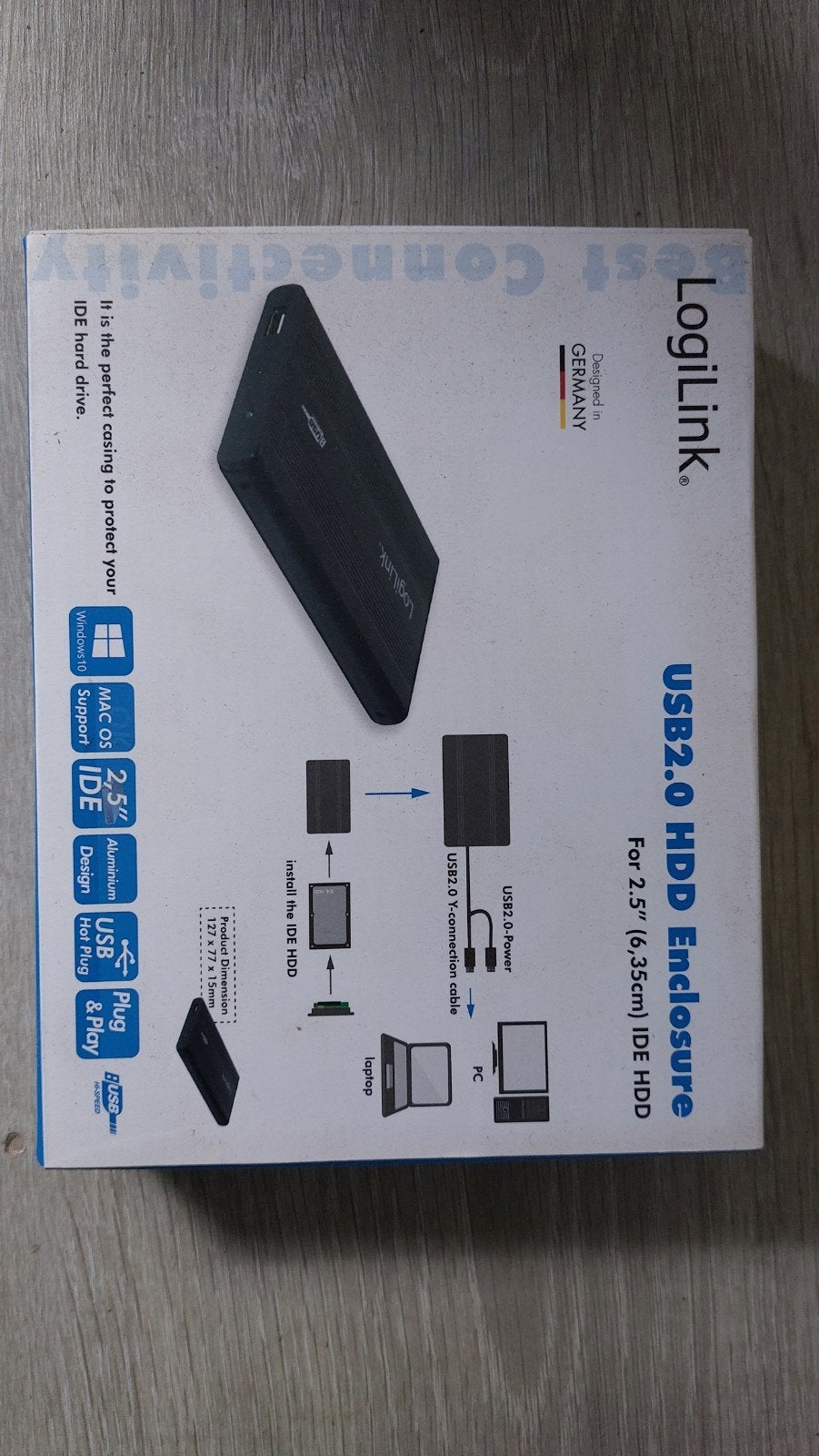 LogiLink IDE USB2.0 HDD Behuizing voor 2.5" IDE HDD, Server, HDD, 2.5" (6,35cm), Nieuw
