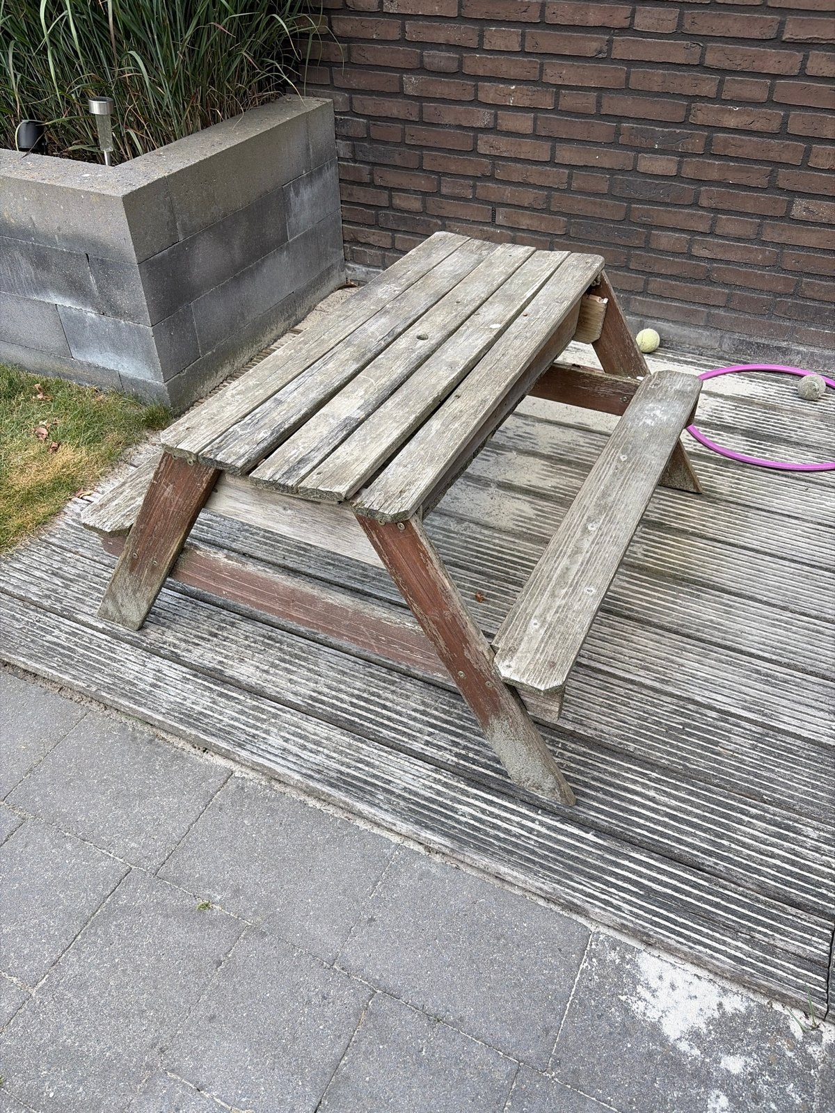 Houten picknickbankje voor kinderen, Gebruikt, Rechthoekig, Hout, Ophalen