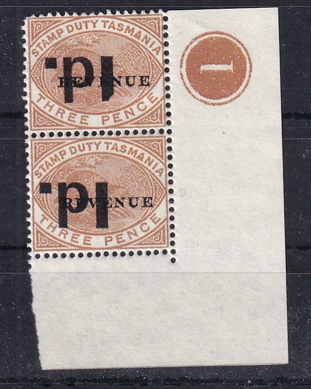 B177) 1903 Tasmanie 2x stamp Duty MNH kopst opdruk geen gar, Postzegels en Munten, Verzenden, Postfris