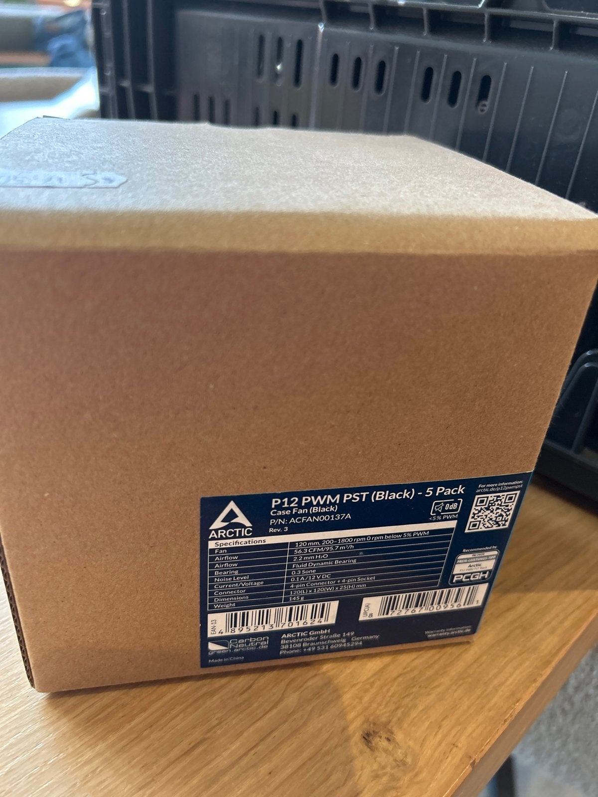 Arctic P12 PWM PST (Black) - 5 Pack PC Ventilator, Ophalen of Verzenden, Nieuw, Luchtkoeling