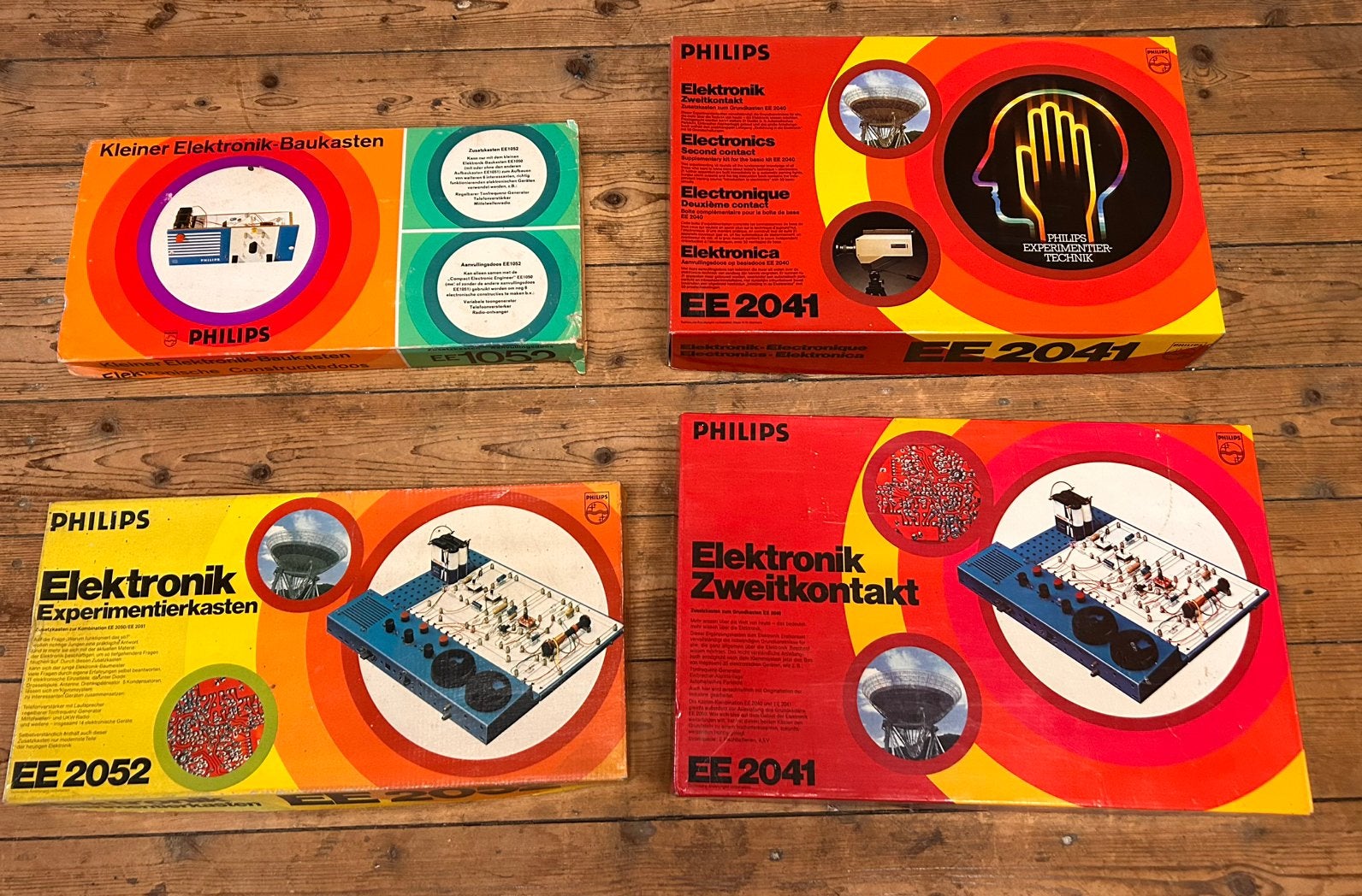 Vintage Philips Elektronik Experimenteerdozen (4 stuks), Gebruikt, Overige thema's, Meerkleurig, Ophalen of Verzenden