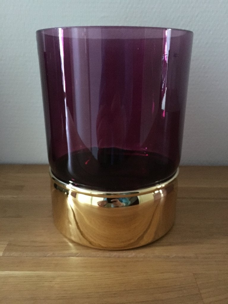 Leonardo Velluto Windlicht lila/goud 20 cm nieuw in doos, Windlicht, Nieuw, Ophalen of Verzenden, Glas