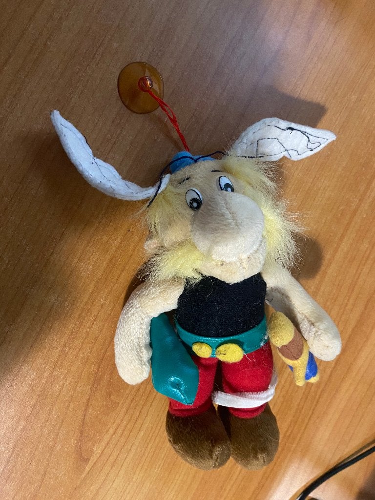 asterix knuffel met zuignap voor raam, Ophalen of Verzenden, Asterix en Obelix, Gebruikt, Overige typen