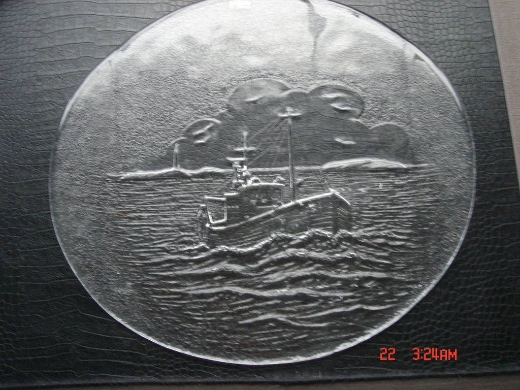 Prachtige schaal Zweden Bohus Crystal Art Glass schaal schip, Ophalen of Verzenden, Schaal, Wit, Glas