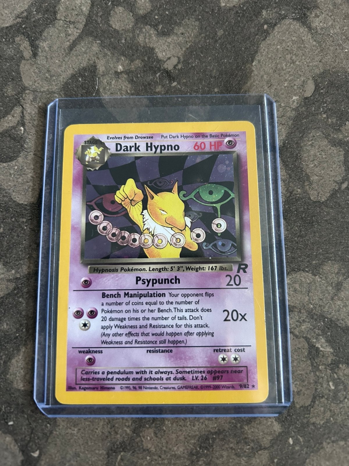 Dark Hypno 9/82 Holo – Team Rocket, Ophalen of Verzenden, Zo goed als nieuw, Losse kaart, Foil