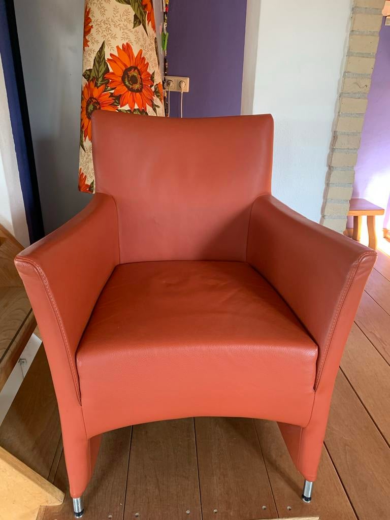 Bert Plantagie fauteuil in terracotta leer, Huis en Inrichting, Ophalen of Verzenden, Gebruikt, Leer, 75 tot 100 cm