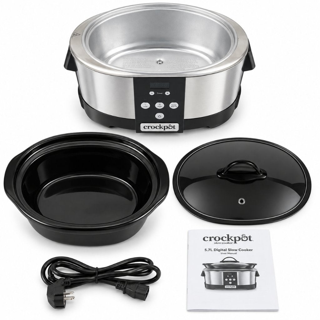 Crock-Pot Digitale Slowcooker 5,7L – 5-6 Personen, Witgoed en Apparatuur, ., Timer, Nieuw, Ophalen of Verzenden
