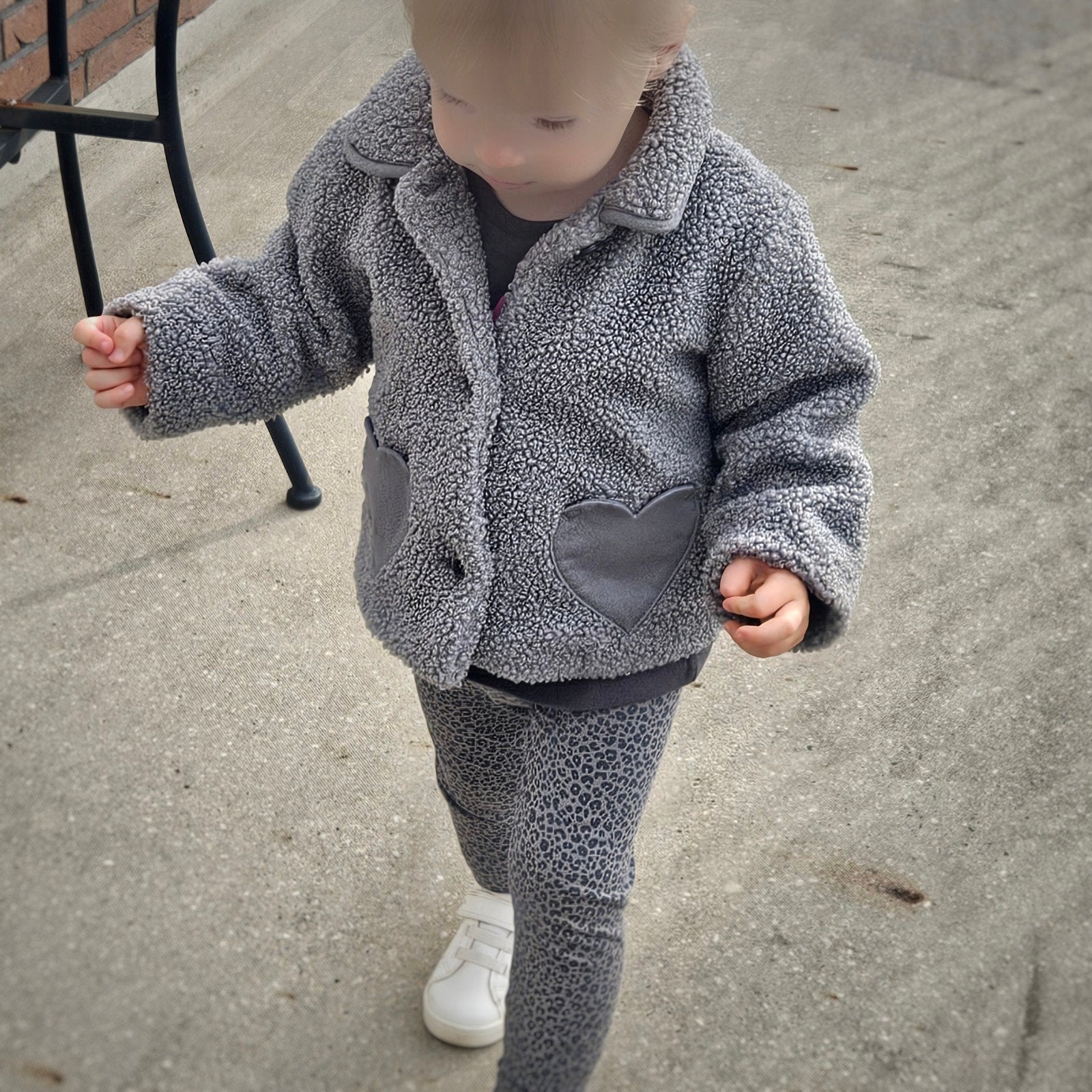 H&M Teddy Jasje Grijs met Hartjeszakken Maat 86, Ophalen, Jongetje of Meisje, H&M, Zo goed als nieuw