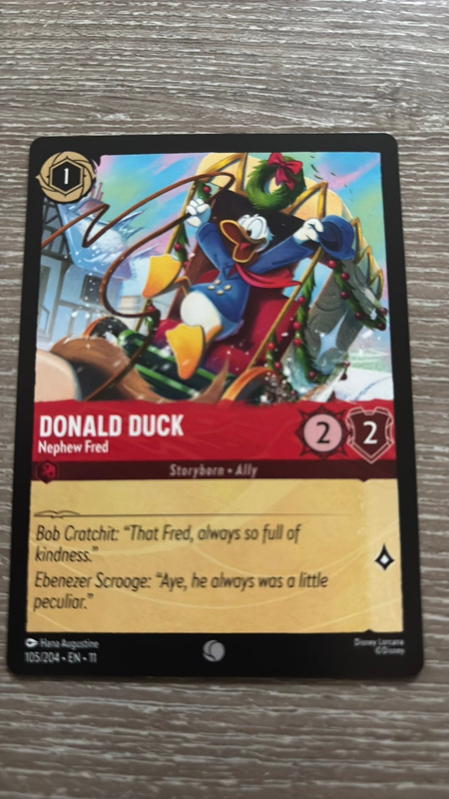 Disney Lorcana Donald Duck nephew frien105-204 11WSP nonfoil, Ophalen of Verzenden, Zo goed als nieuw, Losse kaart