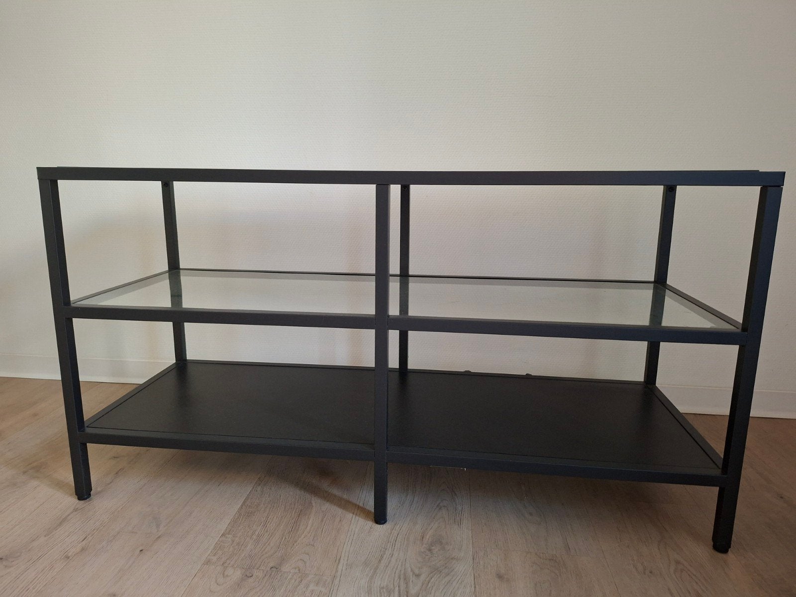 Ikea TV meubel, zwart, glas, Ophalen, Gebruikt, Glas, 25 tot 50 cm