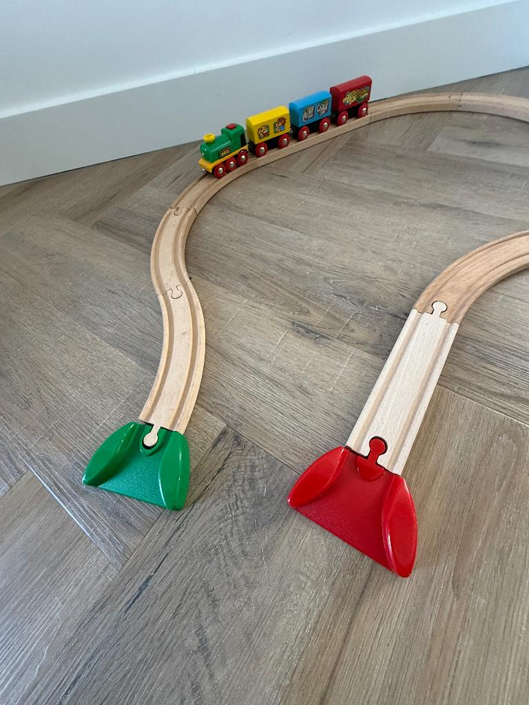 Heel goed Brio houten trein vintage safari set 33701 spoor, Ophalen of Verzenden, Zo goed als nieuw
