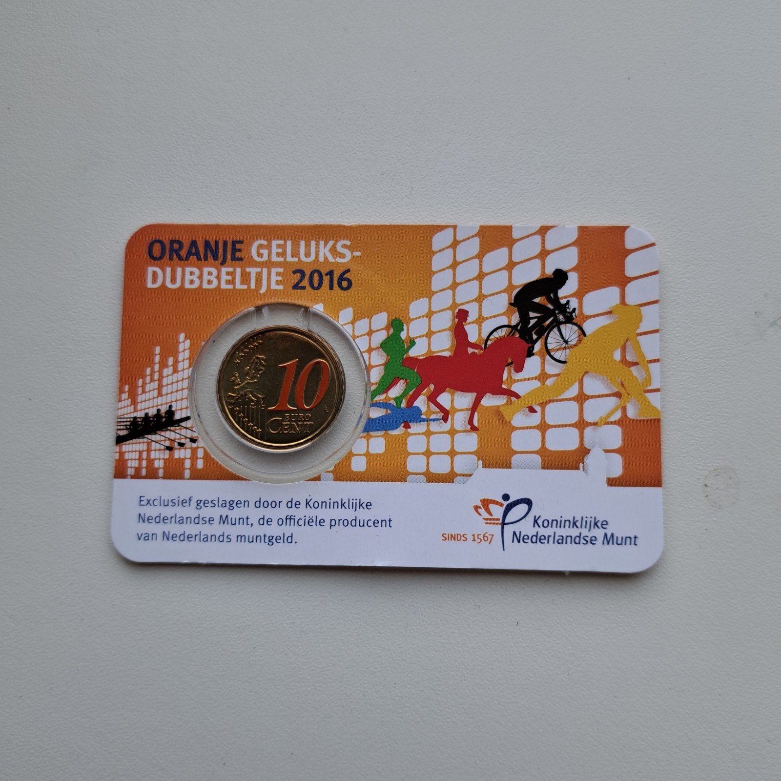 Oranje Geluksdubbeltje 2016 Coincard KNM, Postzegels en Munten, Munten | Nederland, Ophalen of Verzenden, Euro's, Losse munt
