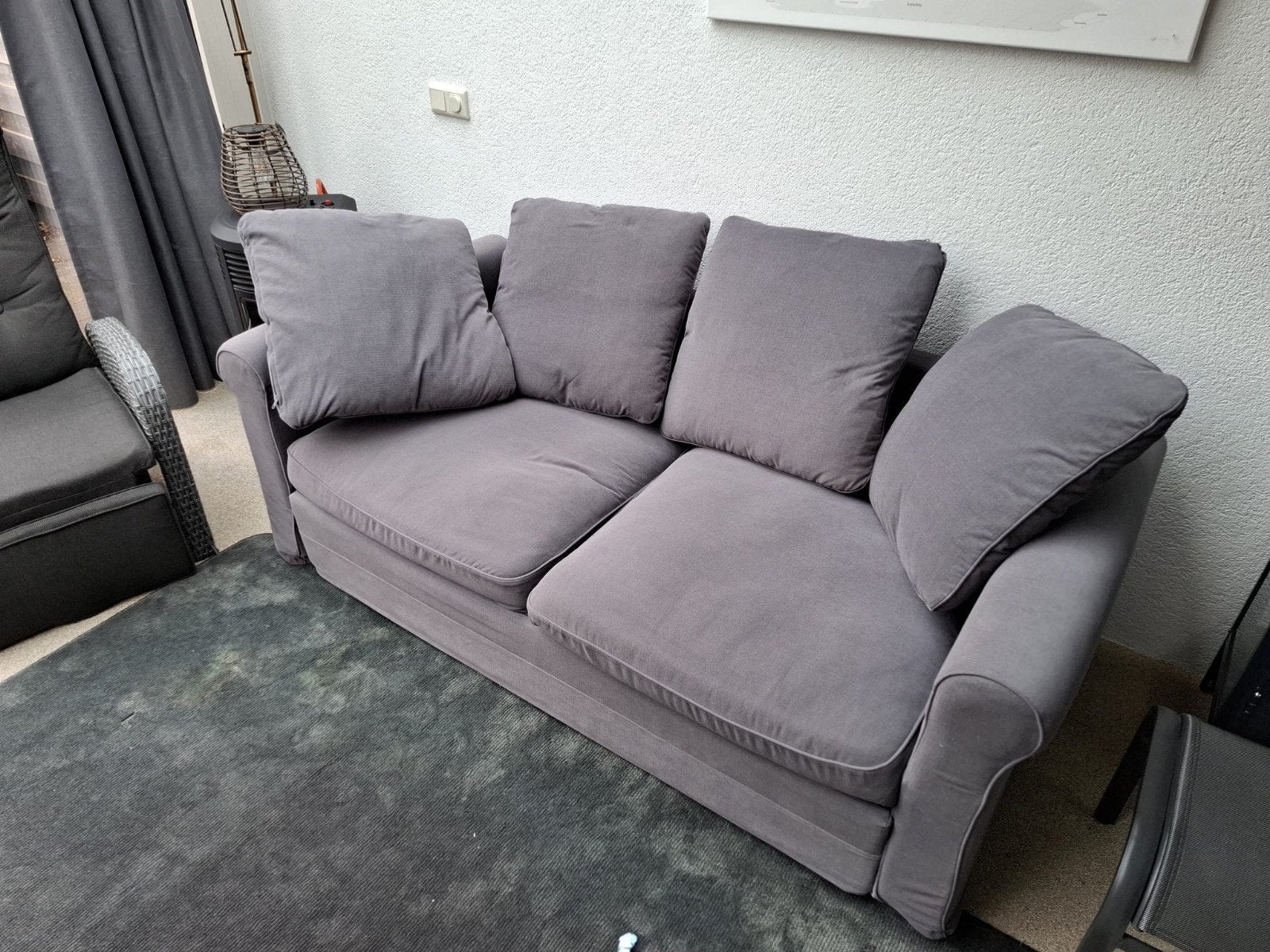 Grijze slaapbank  Ikea Asvang, Ophalen, Zo goed als nieuw, Tweepersoons, 140 cm