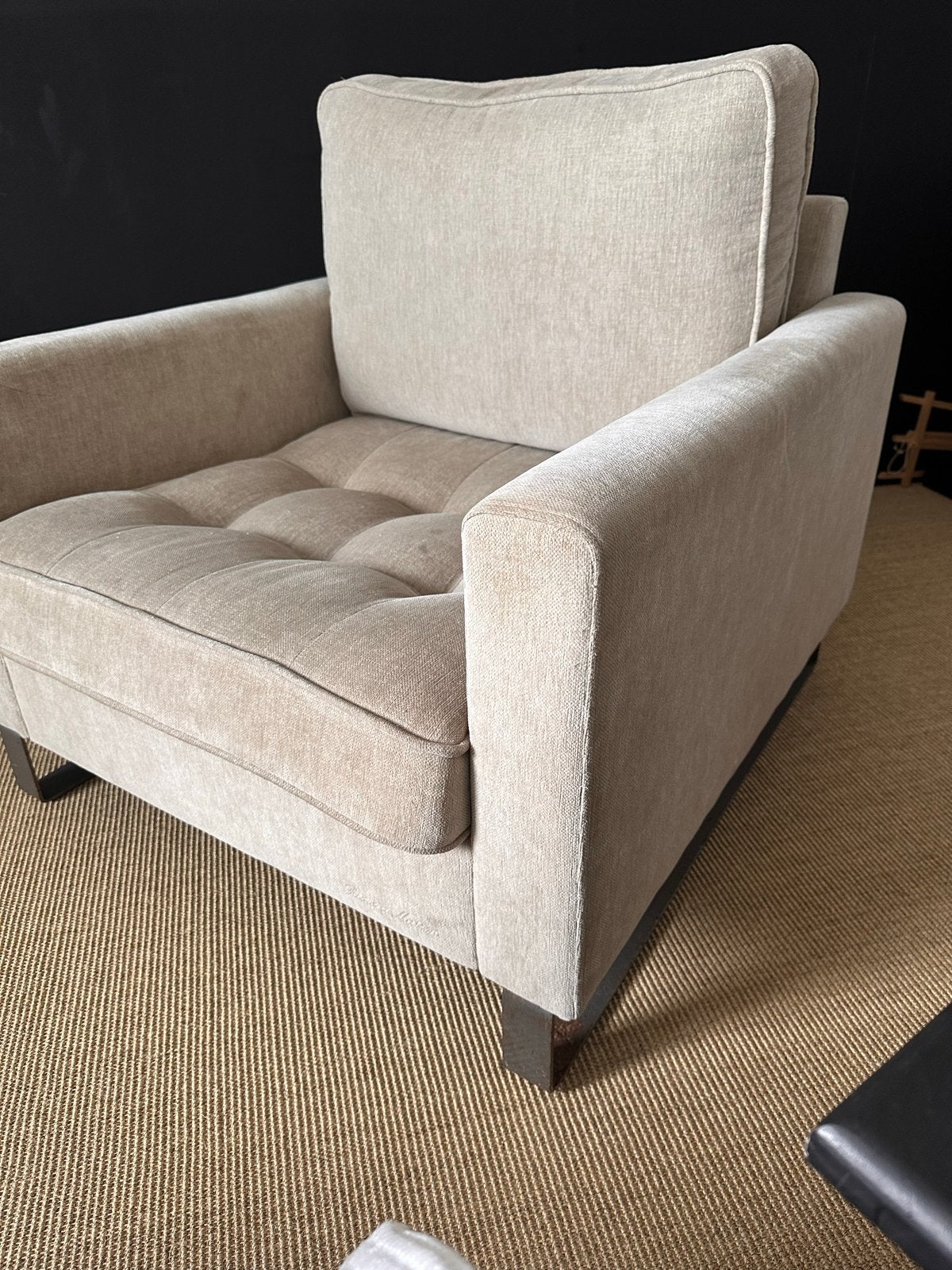 Riviera Maison Fauteuil Zand/Beige Fluweel, Ophalen, Gebruikt, Stof, 75 tot 100 cm