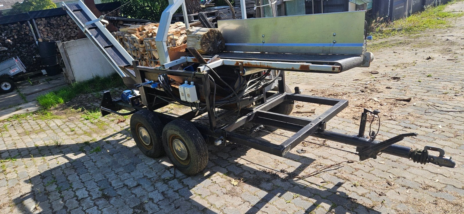 Houtkloofmachine op aanhanger 5,5KW 380V, Tuin en Terras, Gebruikt, Eigenbouw, Liggend, Ophalen of Verzenden