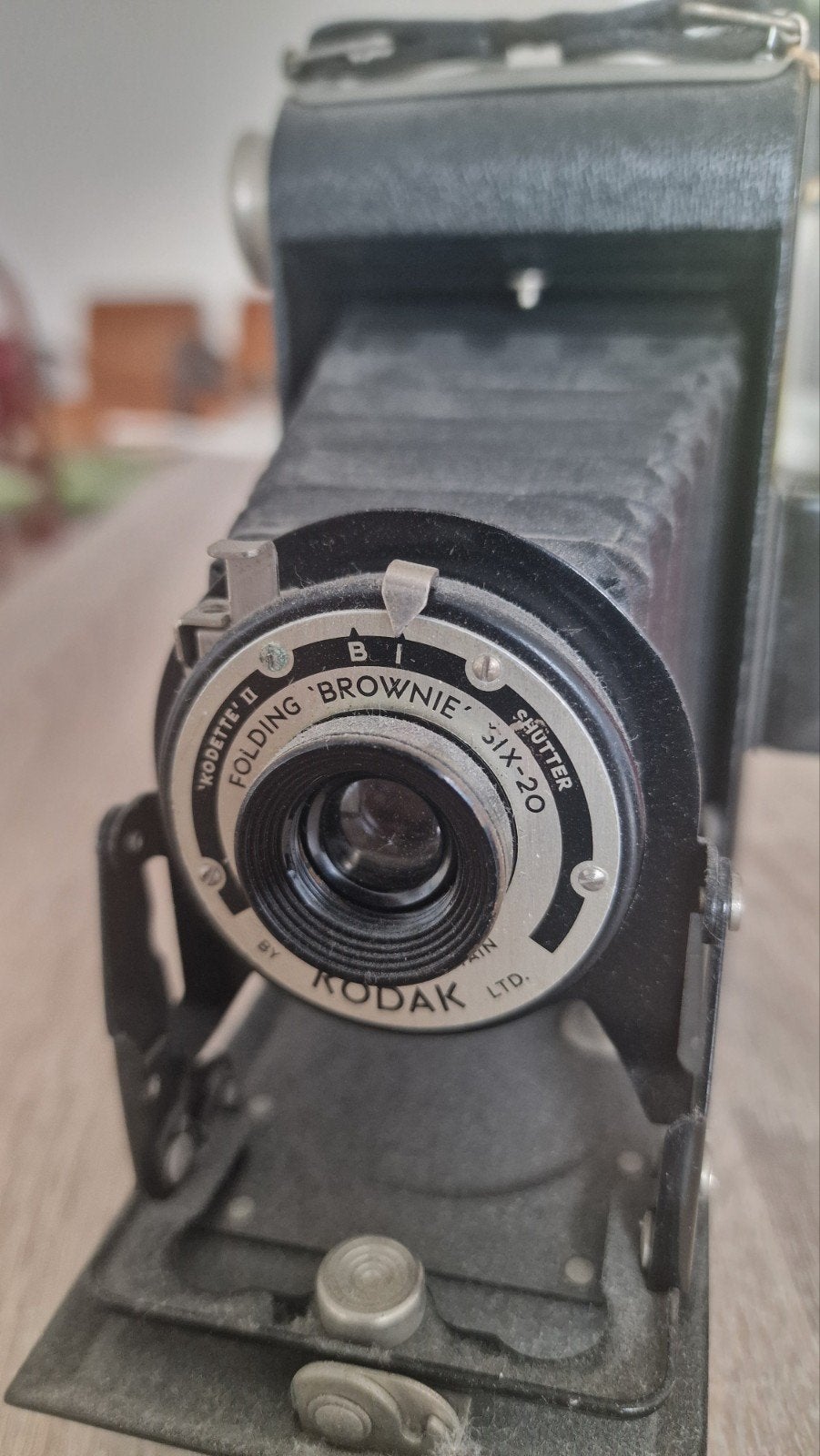 Vintage Kodak Folding Brownie Six-20 Camera met Leren Tas, Ophalen of Verzenden, Gebruikt, Compact, Kodak