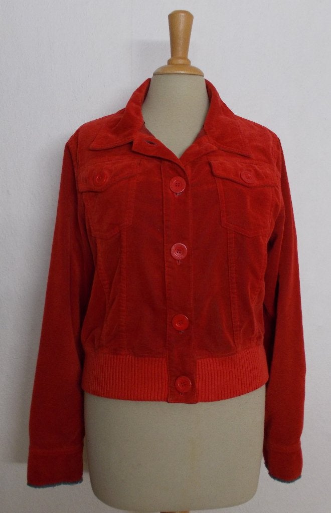 Leuk rood fluweel look jasje van Jo en Co sport! M, Maat 38/40 (M), Verzenden, Zo goed als nieuw, Jasje