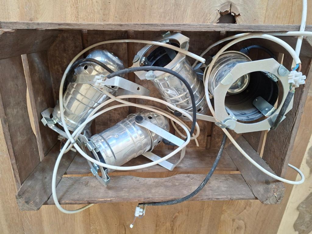 4x Vintage Metalen Spots - Halogeen Verlichting, Huis en Inrichting, Ophalen, Halogeen, Gebruikt, Metaal of Aluminium