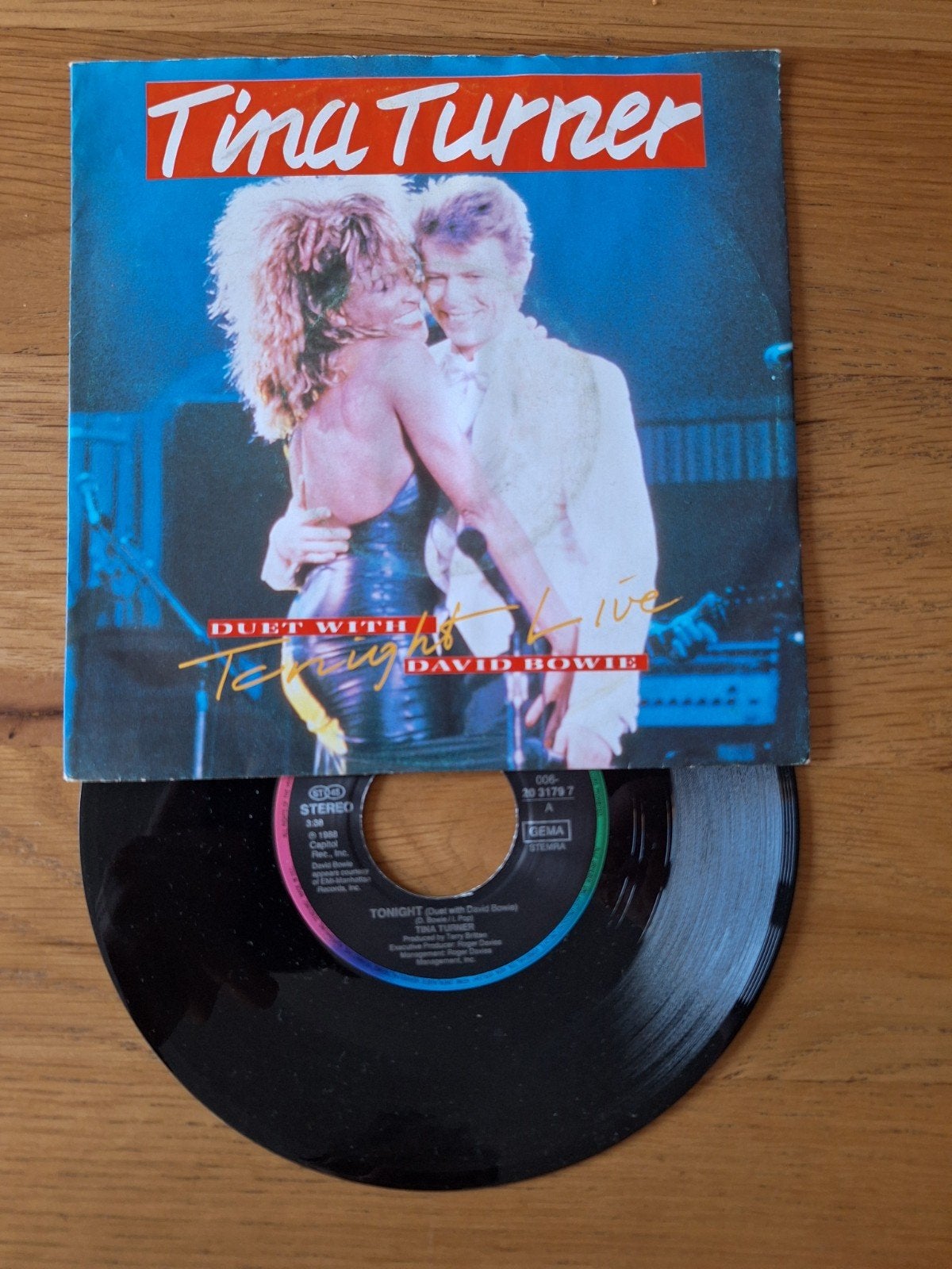 Tina Turner & David Bowie - Tonight (Single), Gebruikt, Fotohoes, 7 inch, Ophalen of Verzenden