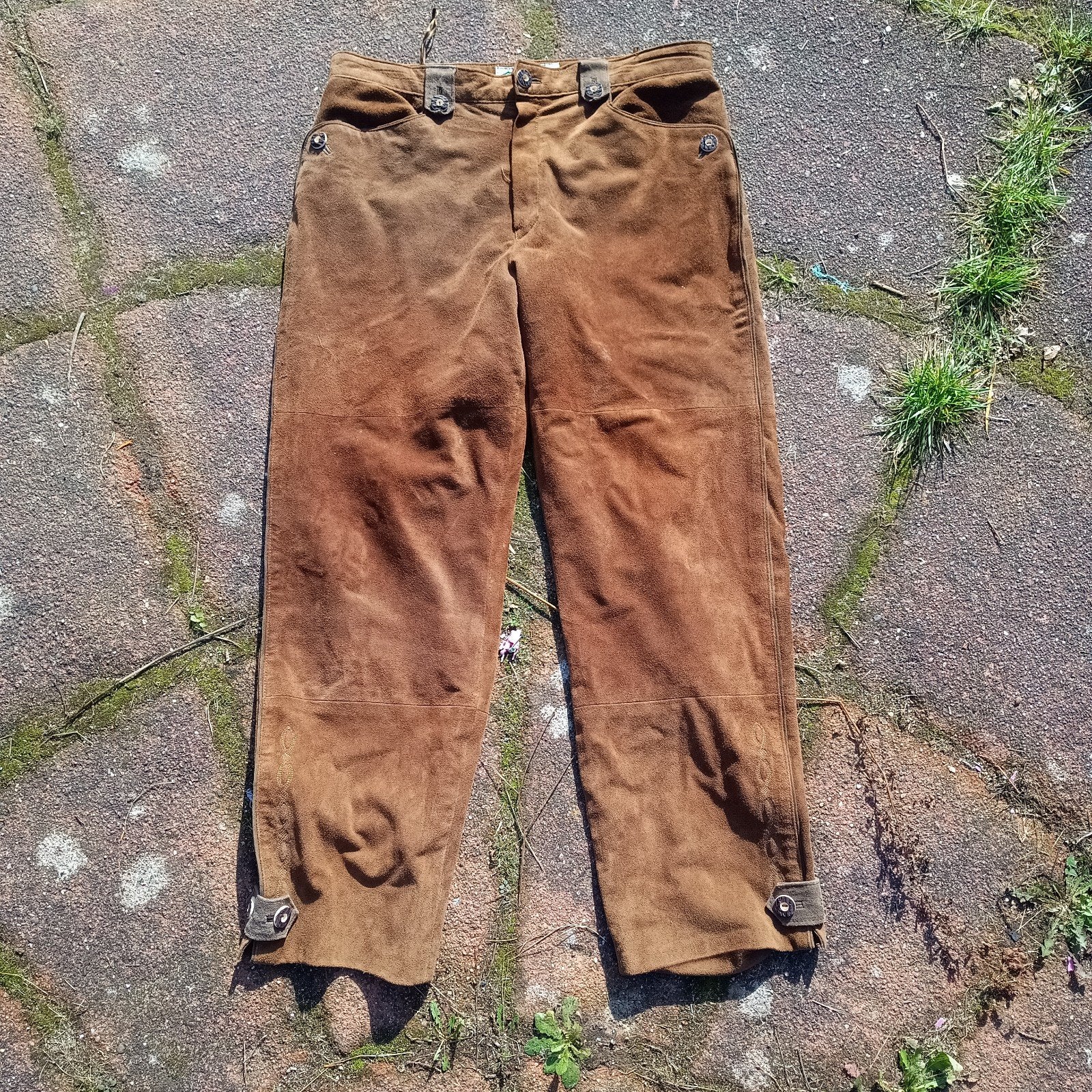 Alphorn XL 27 54 lederhose bruin Oktoberfest echt leer, Maat 52/54 (L), Alphorn, Ophalen of Verzenden, Overige thema's