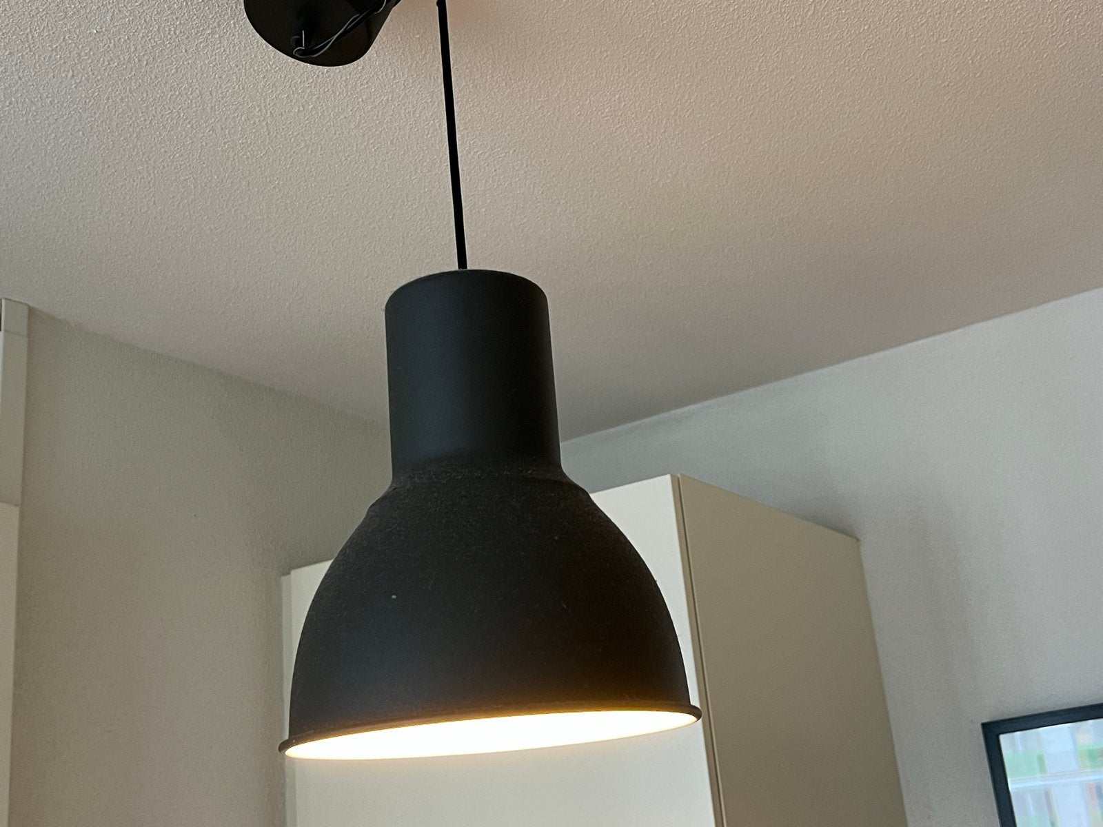 Ikea Hektar 22cm - Zwarte industriële hanglamp, Ophalen, Gebruikt, Metaal, E27 (groot)