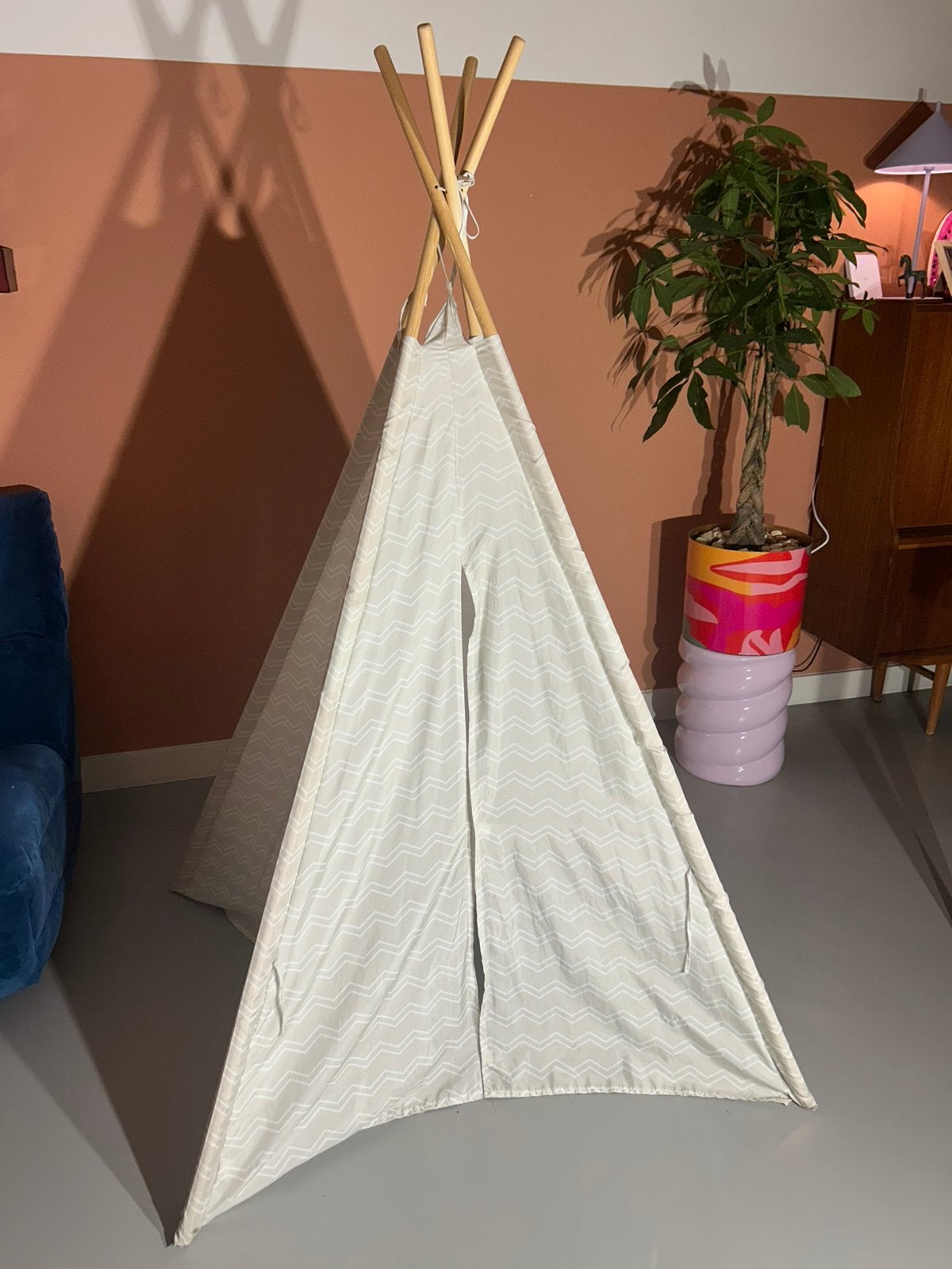Wigwam tipi tent beige lichtgrijs 110x110, Ophalen of Verzenden, Zo goed als nieuw
