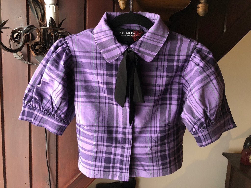 Killstar Hayee Ribbon Shirt maat S, Paars, Ophalen of Verzenden, Zo goed als nieuw, Maat 36 (S)