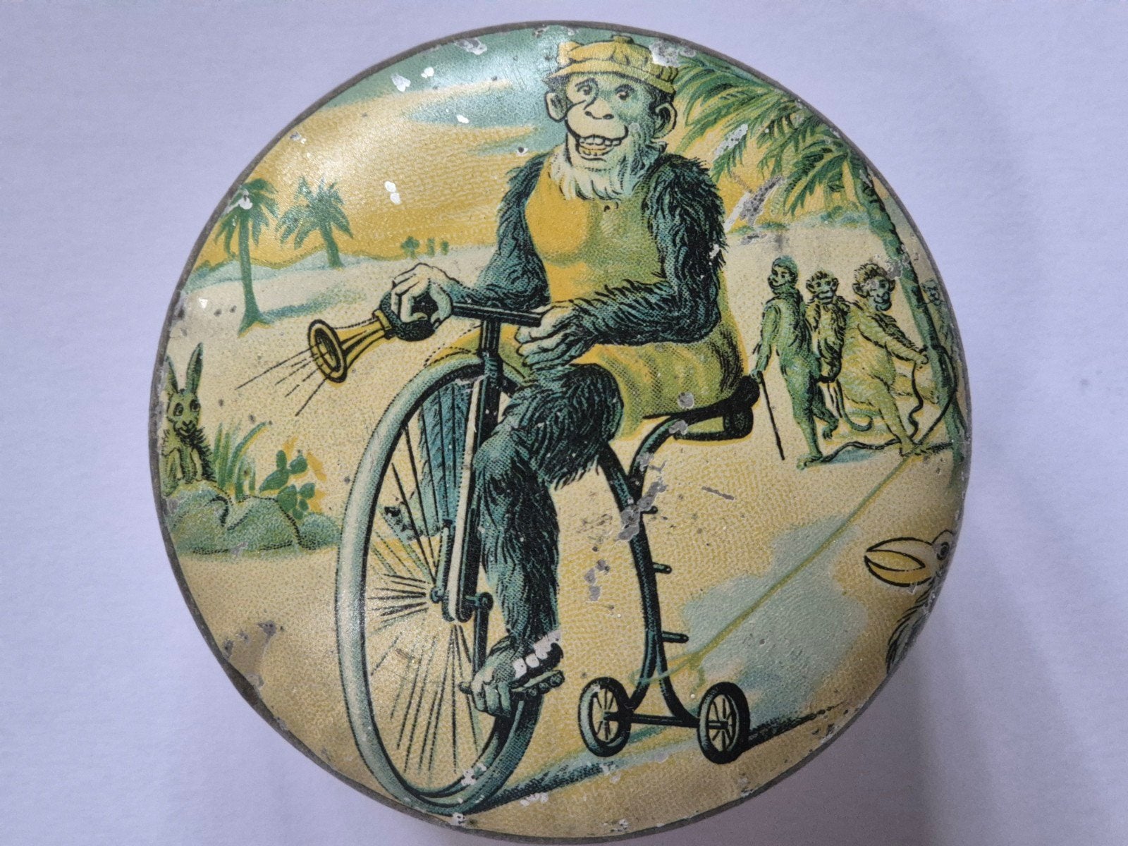 Pette chocolade blik Wormerveer Aap op fiets, Ophalen of Verzenden, Gebruikt, Overige