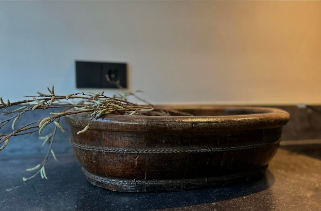 Oude Chinese houten voetenbad trog schaal oosters sober, Ophalen of Verzenden