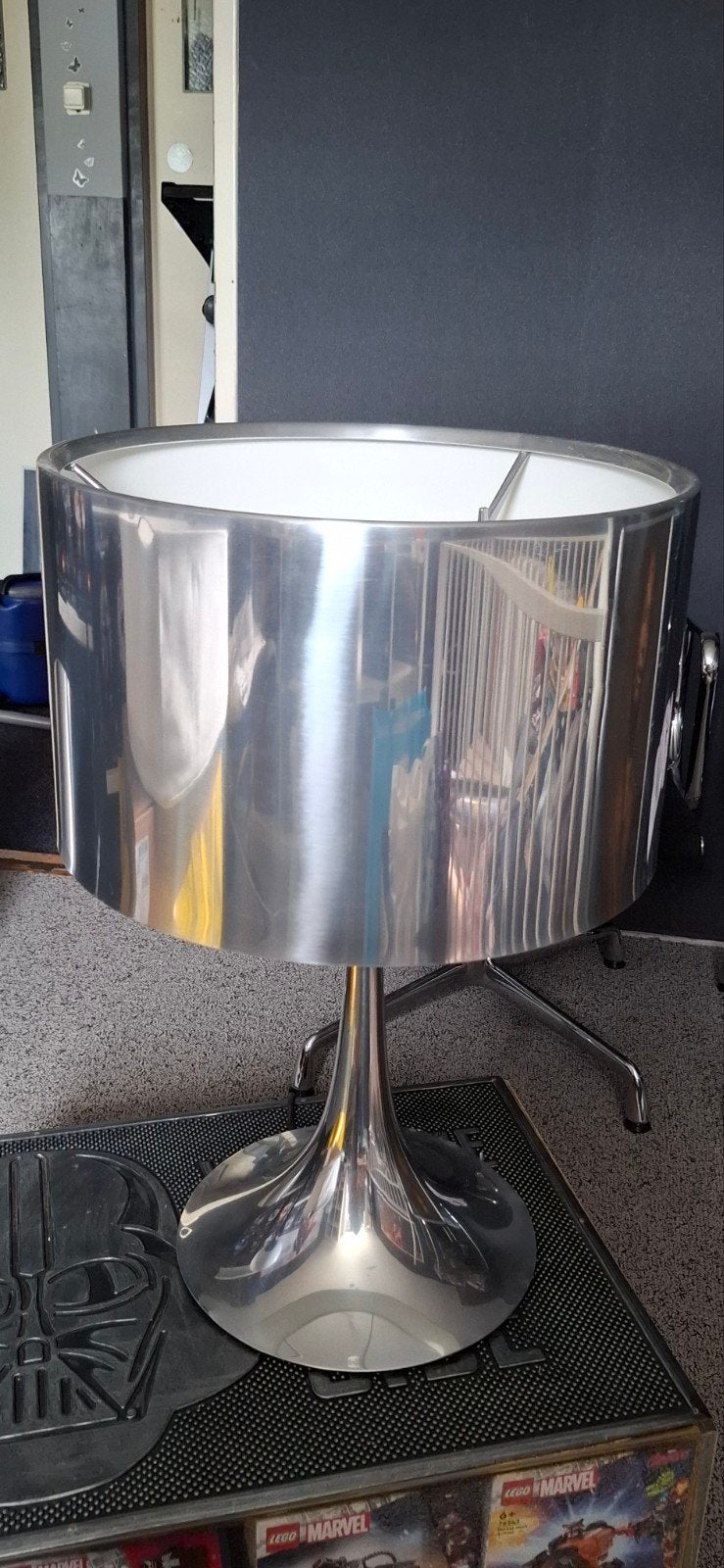 2 stuks Flos Spun Light T1 ECO EUR Tafellamp - Zilver, Ophalen, Gebruikt, Overige merken, Met kap
