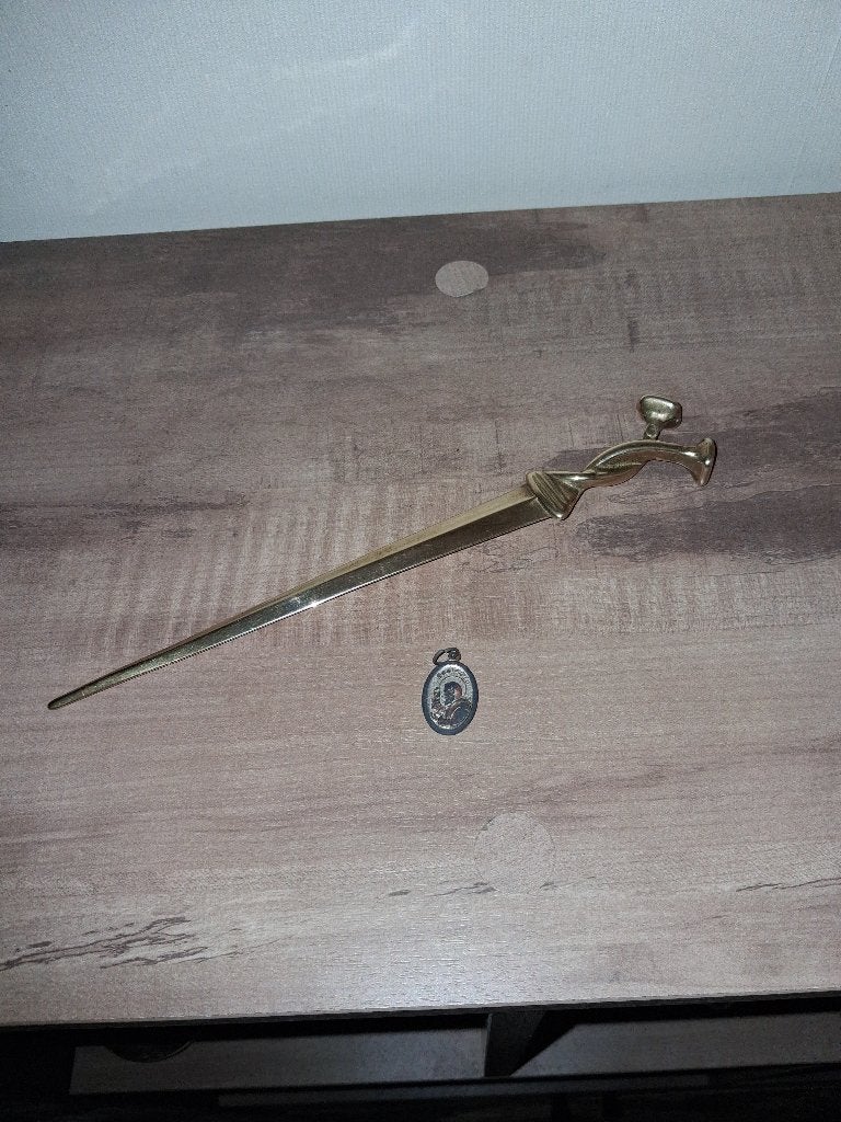 Vintage messing briefopener in dolkvorm / sierdolk, Ophalen of Verzenden