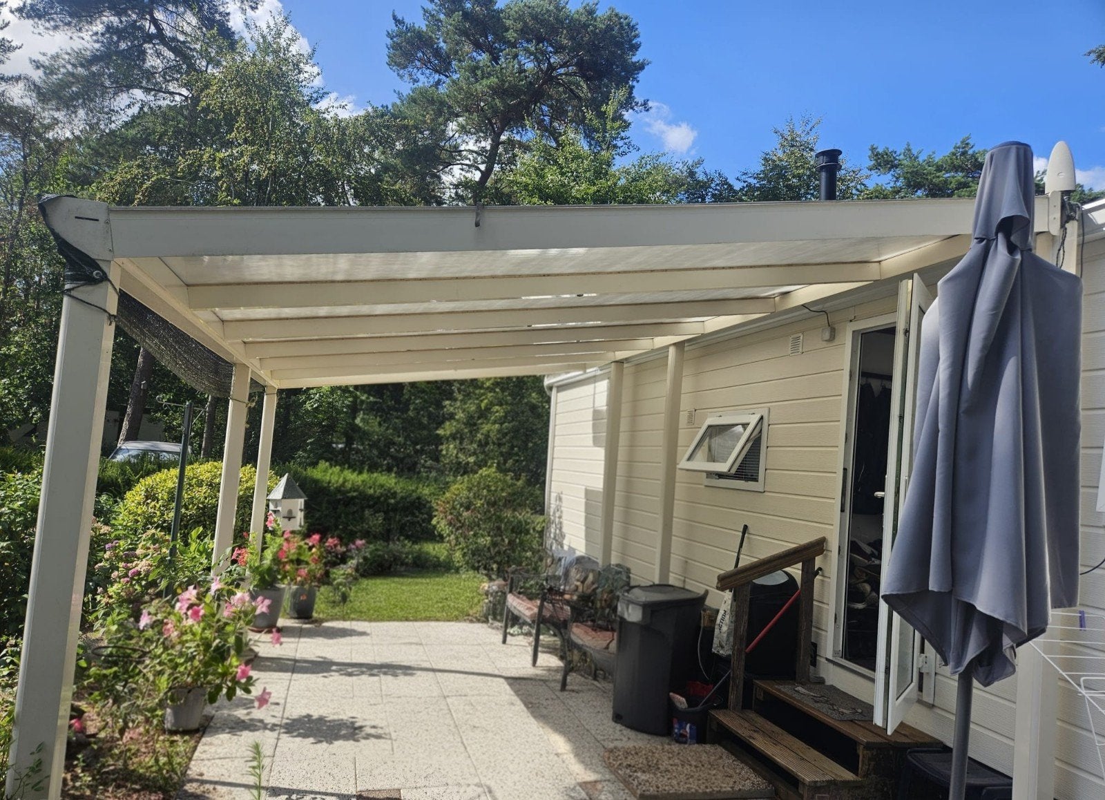 Creme aluminium overkapping/ veranda  6x3,5m met verlichting, Ophalen, Gebruikt, Overige typen
