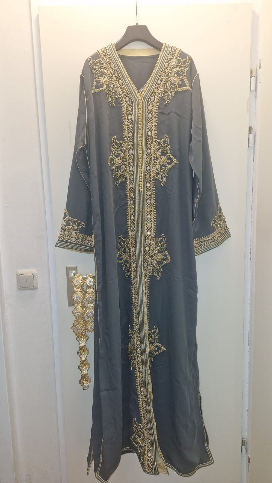 Nieuwe Marokkaanse takshita met verstelbare riem, Ophalen, Maat 42/44 (L), Nieuw, Grijs