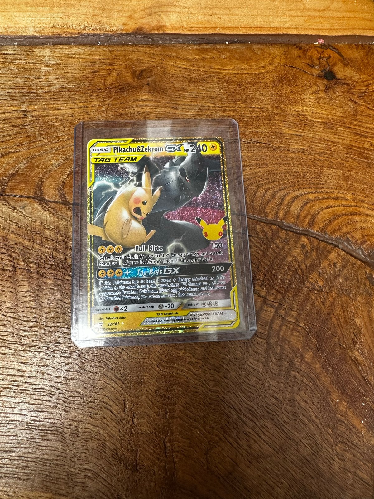 30the celebration Pikachu& Zekrom GX TAG TEAM Pokémon Kaart, Hobby en Vrije tijd, Ophalen, Zo goed als nieuw, Losse kaart