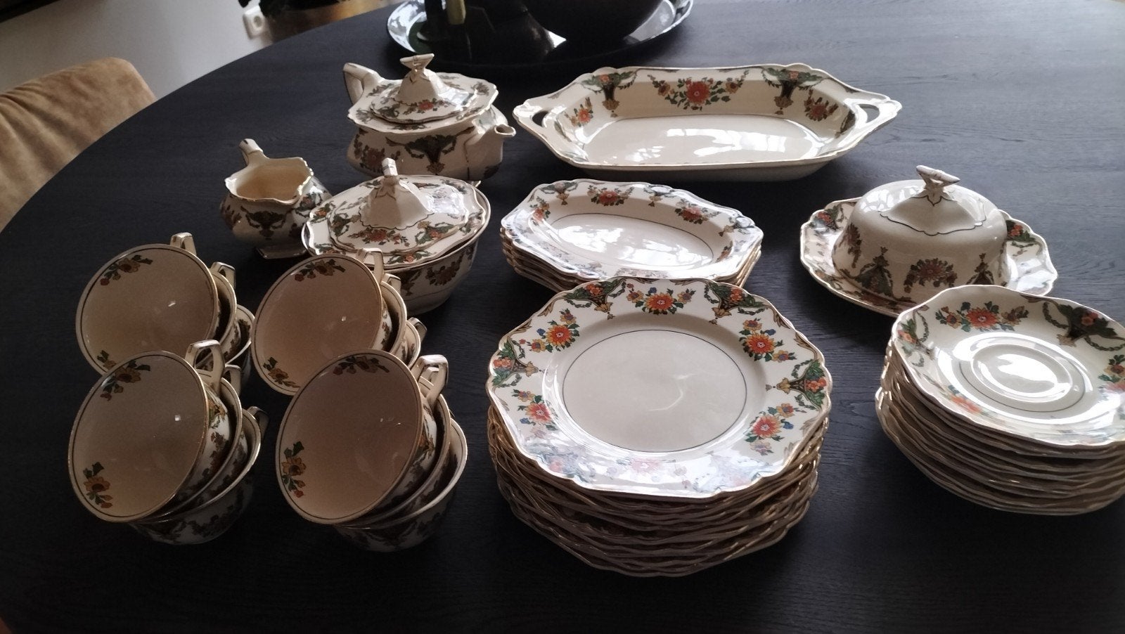 Bijzonder Antiek 12 delig Koffieservies John Maddock England, Antiek en Kunst, Antiek | Servies compleet, Ophalen