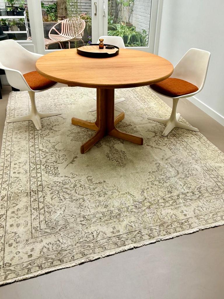 Rozenkelim Vintage Perzisch tapijt - licht groe, Huis en Inrichting, 100 tot 150 cm, Ophalen of Verzenden, Zo goed als nieuw, Crème