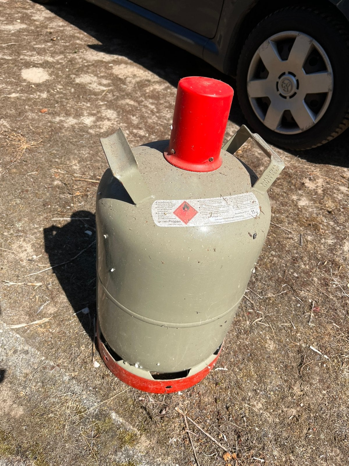 Oude gasfles, Ophalen, Gebruikt