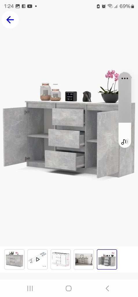 Modern Concrete-Look Sideboard / Buffet Cabinet, Ophalen, Zo goed als nieuw, 25 tot 50 cm, Met lade(s)