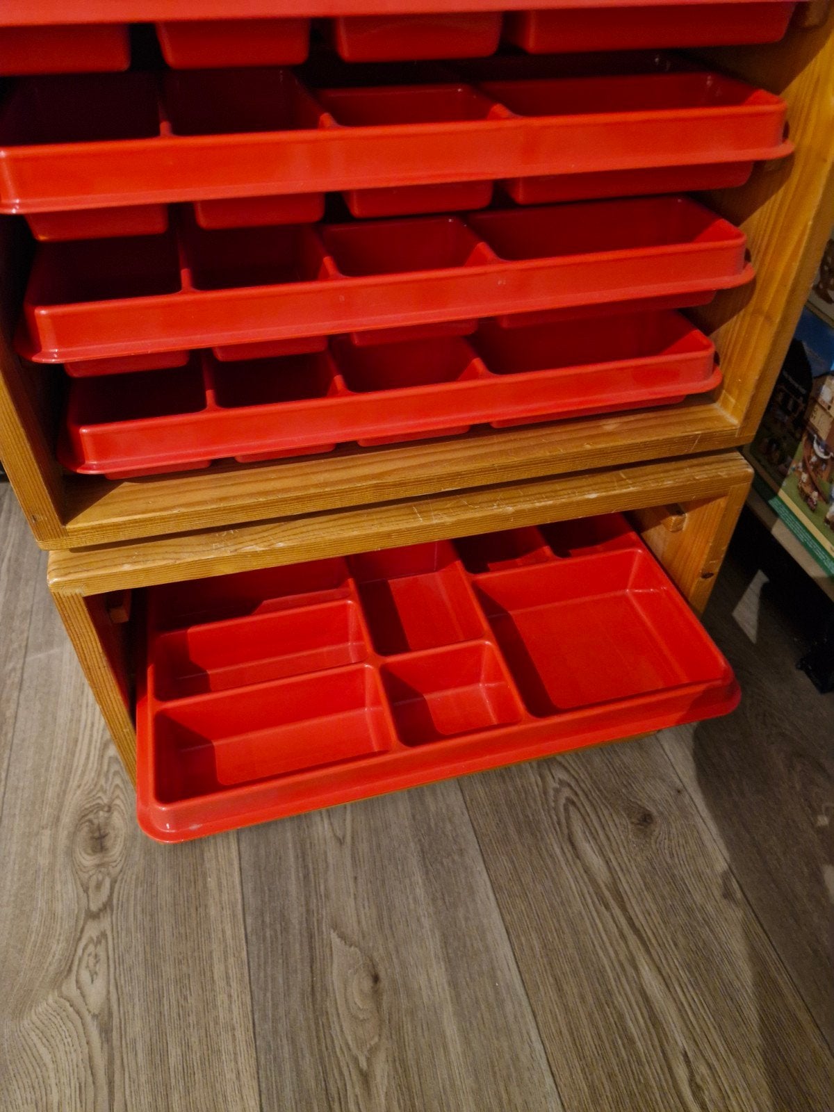 Vintage Retro LEGO Opbergbakken met Houten Kasten, Ophalen, Gebruikt