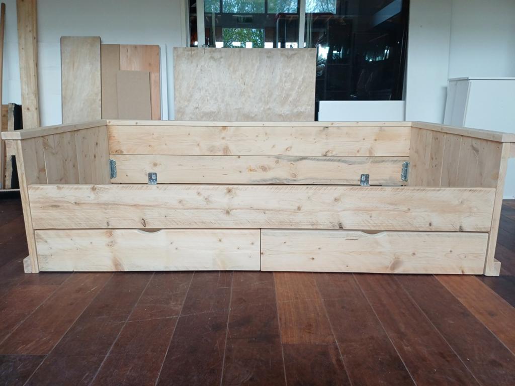 NIEUW stoer 1 pers. bed steigerhout, Ophalen, 90 cm, Eenpersoons, Steigerhout
