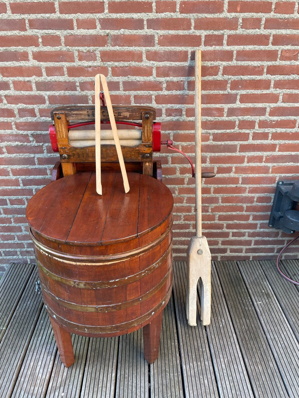 Mooie antieke houten wasmachine met wringer - Lincoln, Ophalen
