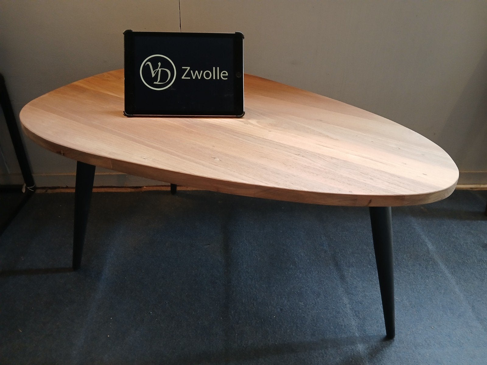 Bijzettafel salontafel NIEUW teak kei-vormig industrieel, Ophalen of Verzenden, Nieuw, Rond, Minder dan 55 cm