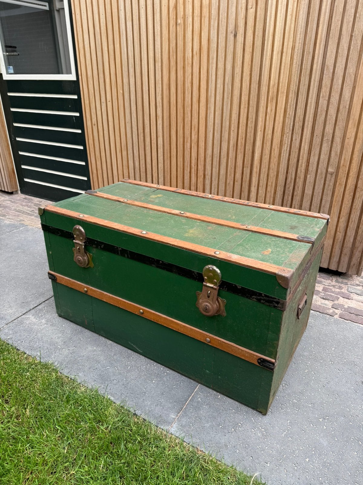 Houten kist groen, Ophalen, Gebruikt, 50 tot 100 cm, Minder dan 50 cm