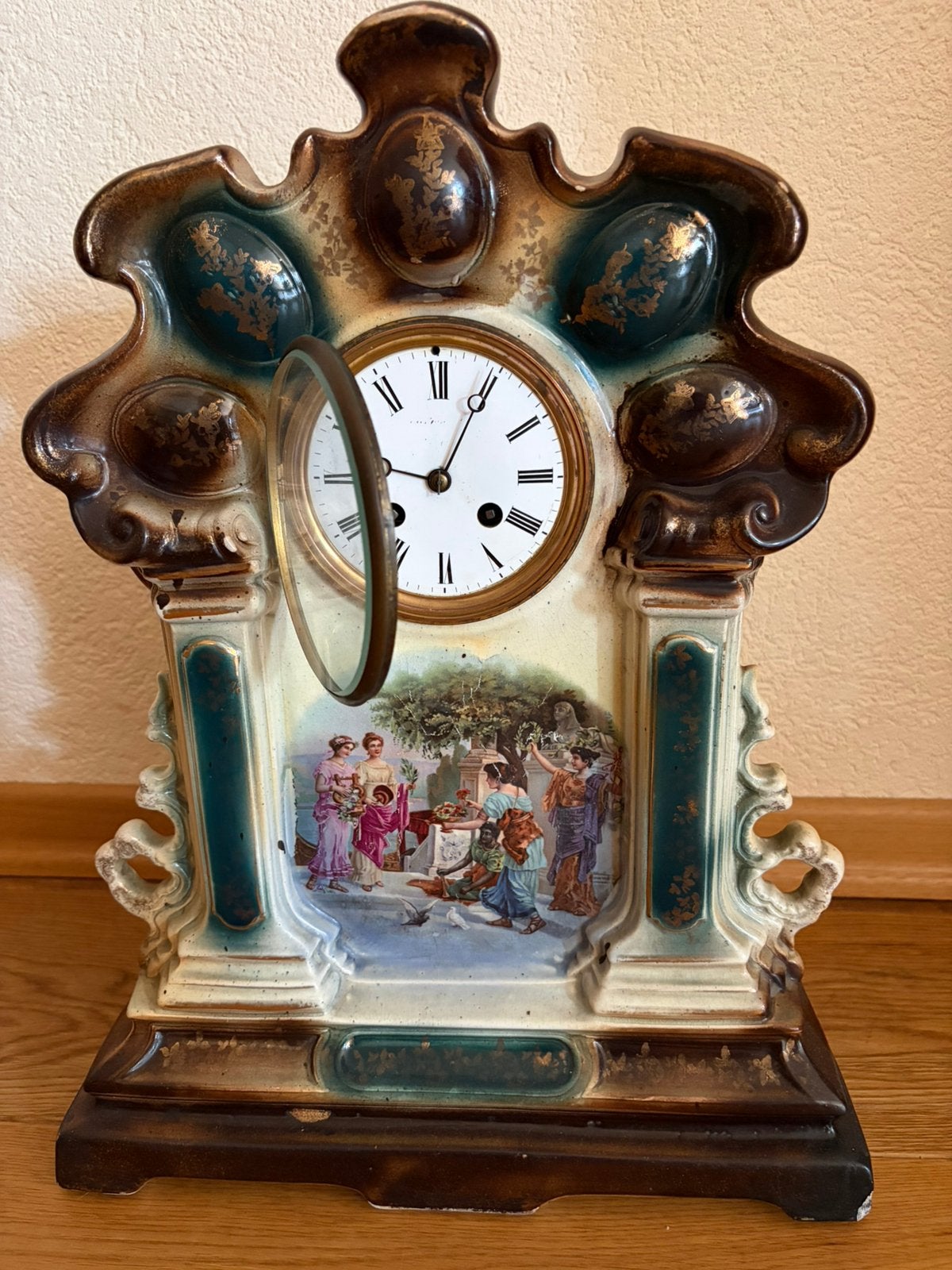 Antieke Keramische Pendule, Ophalen of Verzenden
