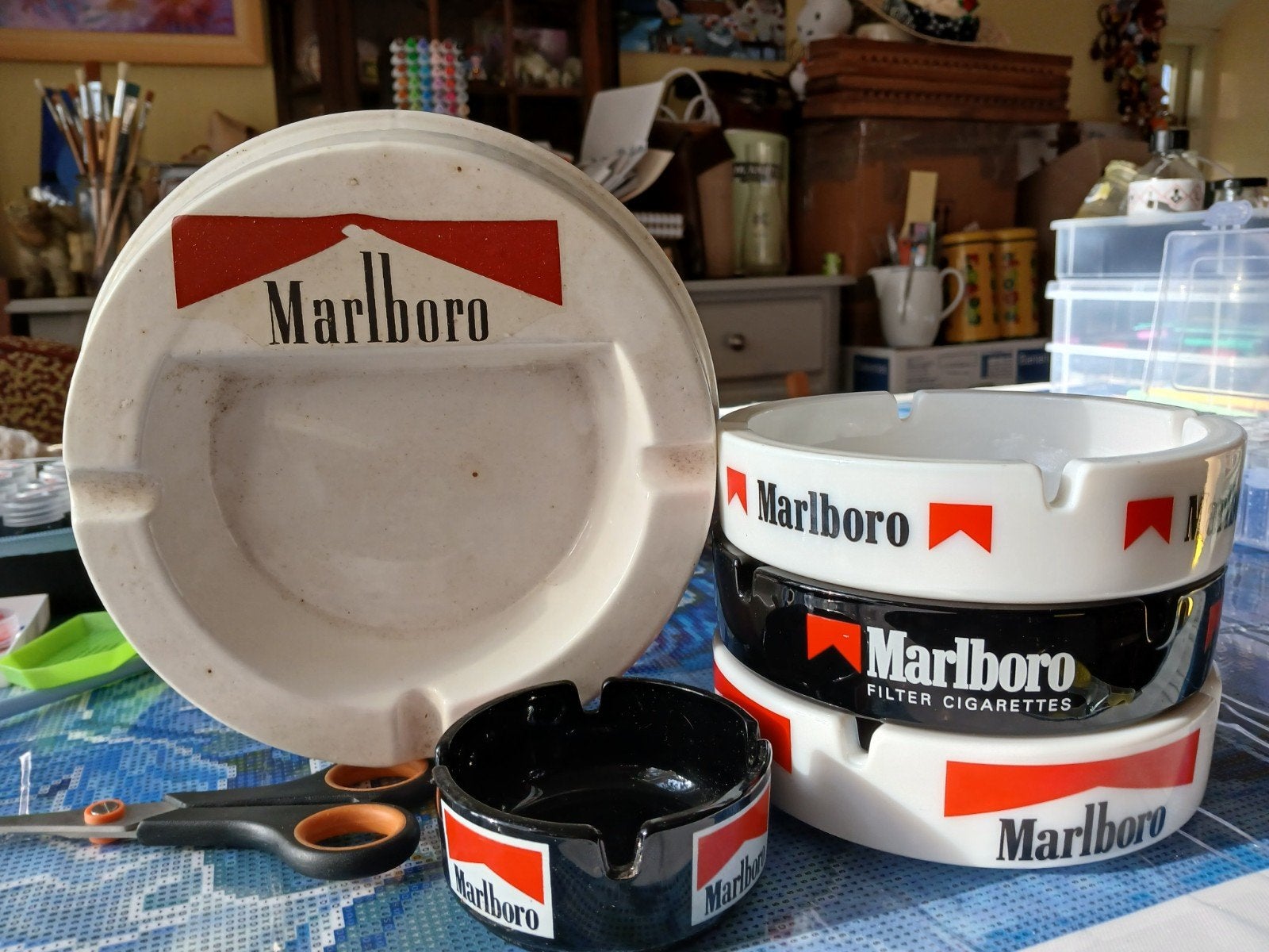 Vintage Marlboro Asbakken - Set van 5 Stuks, Ophalen of Verzenden, Gebruikt, Asbak