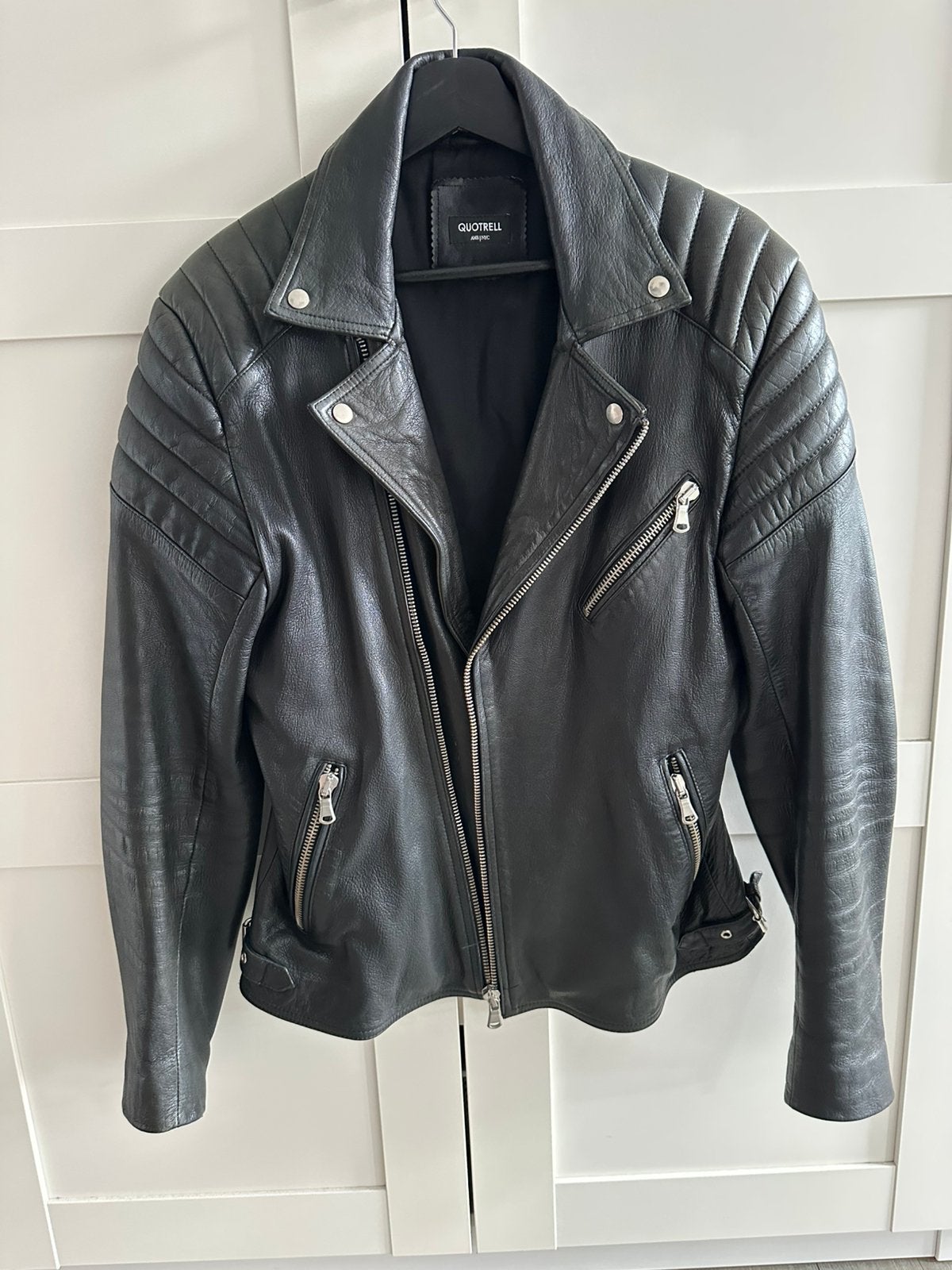 Leren jas Quotrell, Kleding | Heren, Ophalen of Verzenden, Zo goed als nieuw, Maat 46 (S) of kleiner, Zwart