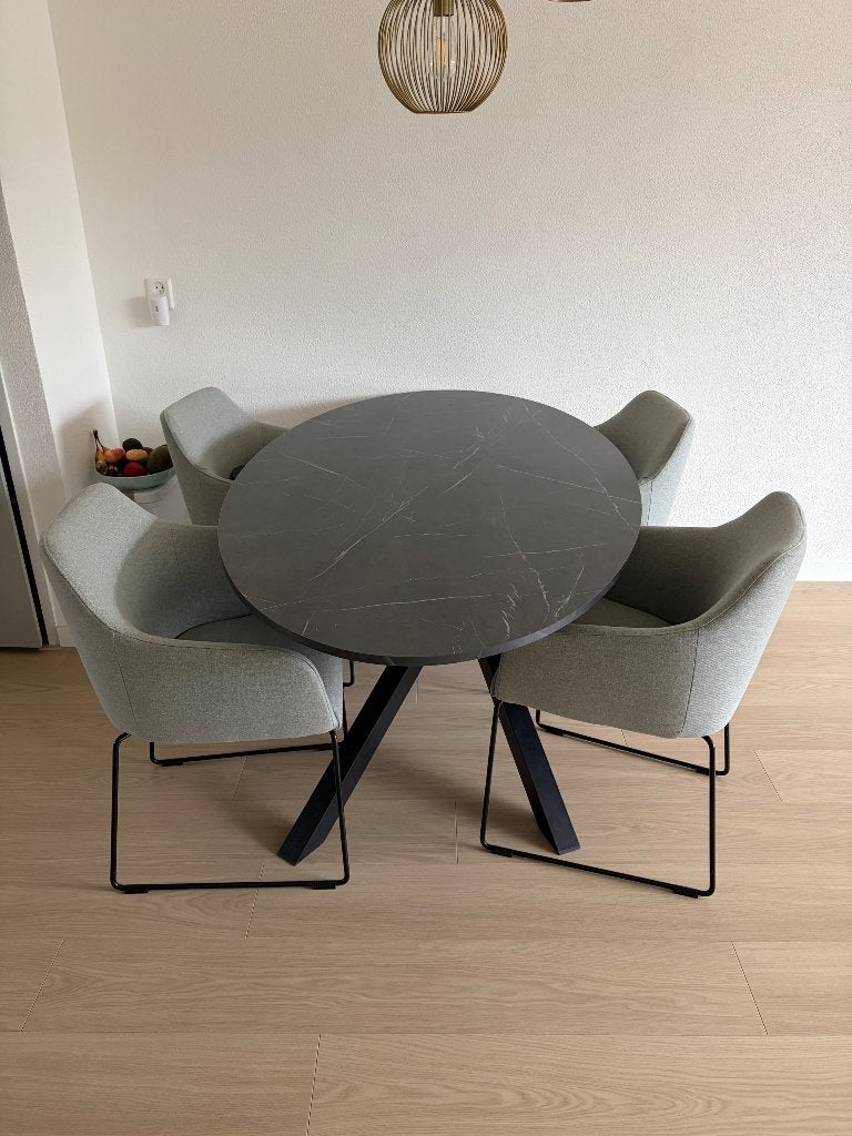 Marmer tafel ikea mariedamm eventueel met 6 stoelen, Huis en Inrichting, Tafels | Eettafels, Zo goed als nieuw, Vijf personen of meer