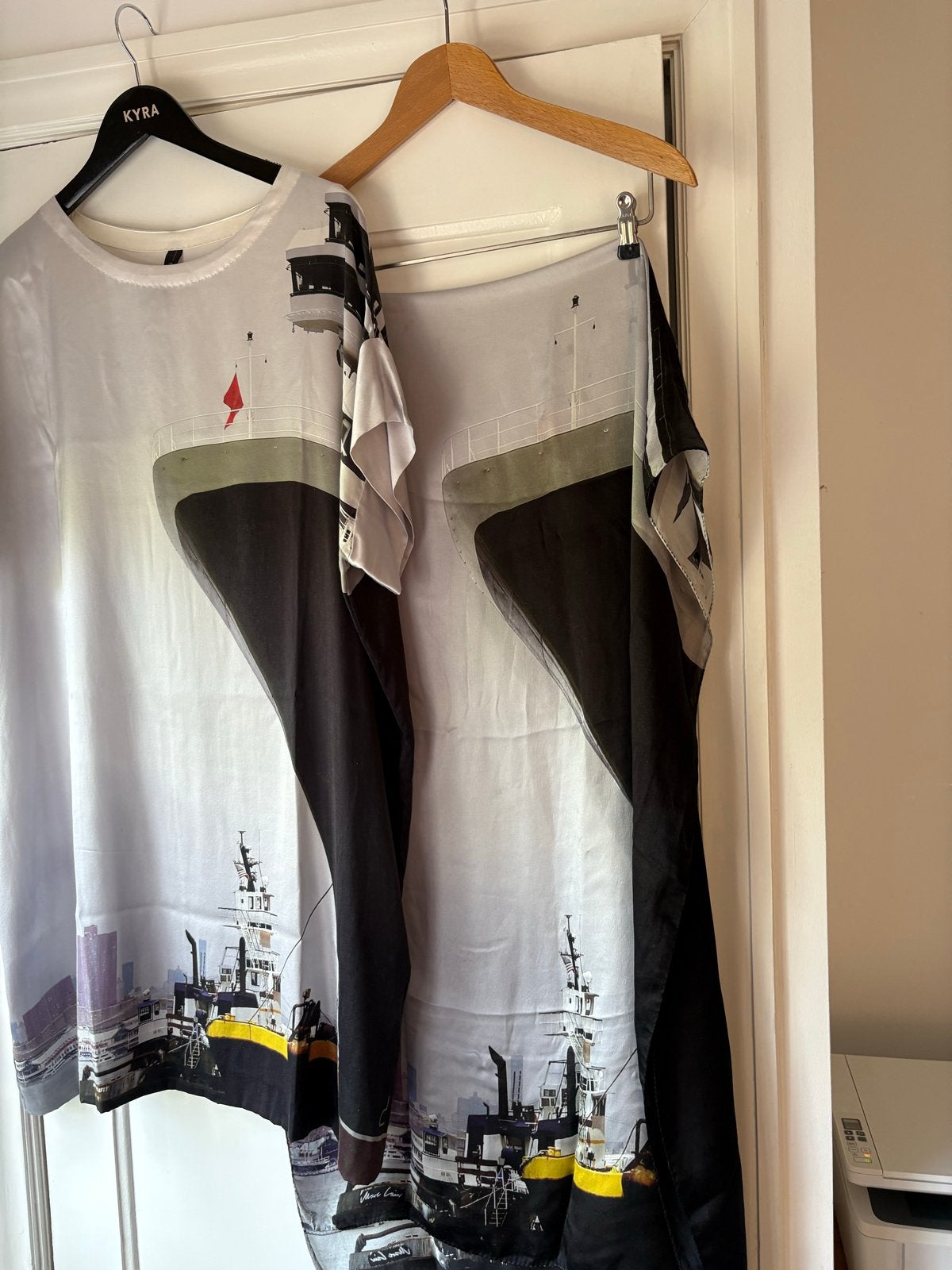 Marccain 100% Zijden Tuniek met Sjaal - Maat 5, Meerkleurig, Maat 42/44 (L), Ophalen of Verzenden, Zo goed als nieuw